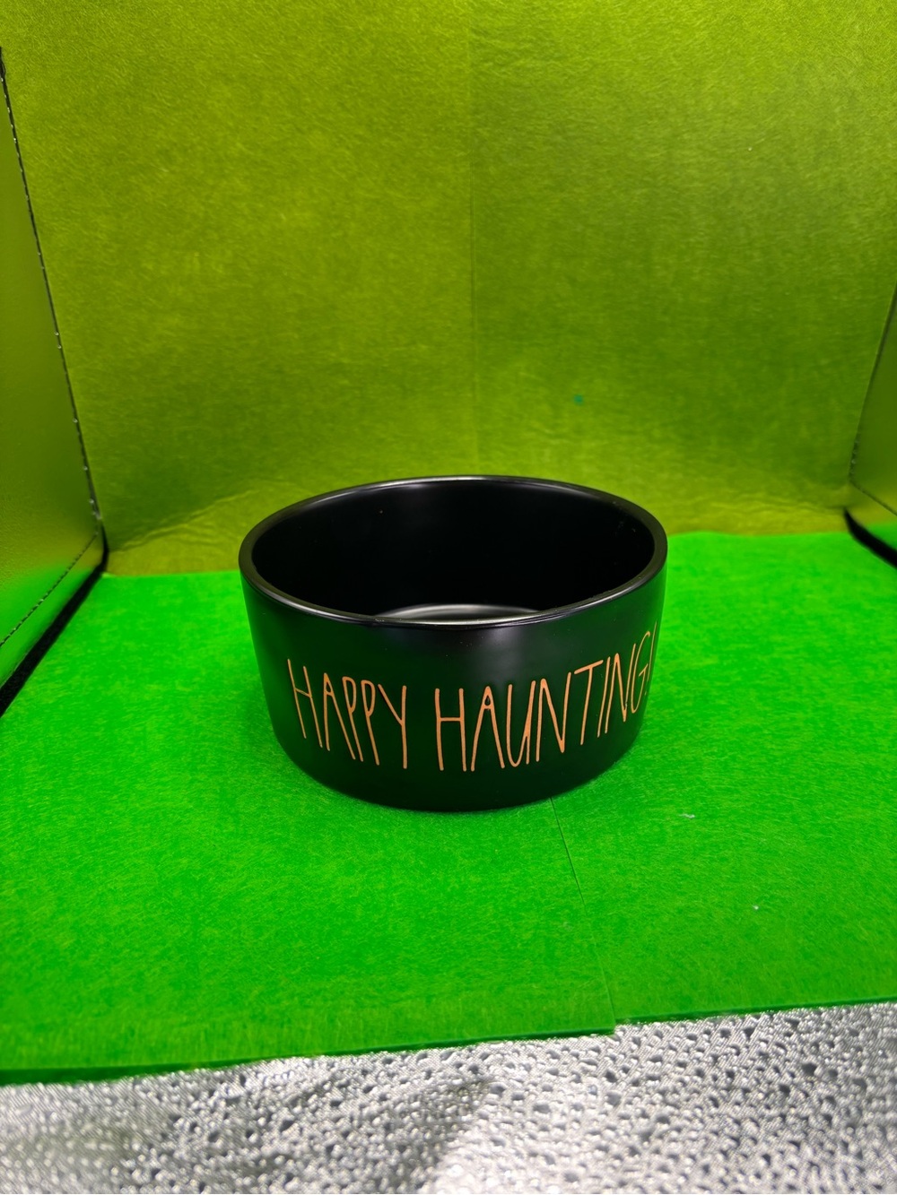 Rae Dunn Black Candy Bowl with Orange Lettering - Happy Haunting